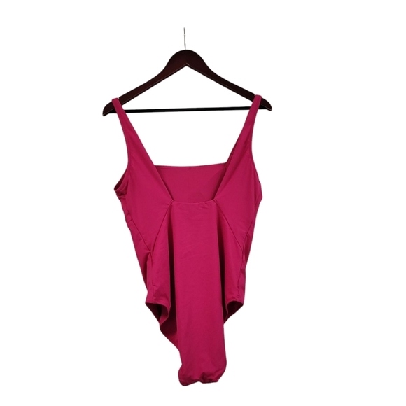 New Tommy Bahama Pink Palm Modern Square Neck One-Piece Swimsuit Size 16 - Picture 5 of 7
